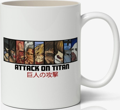 Attack On Titan Baskılı Anime Baskılı Beyaz Kupa Bardak