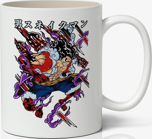 Monkey D. Luffy One Piece Temalı Baskılı Beyaz Kupa Bardak