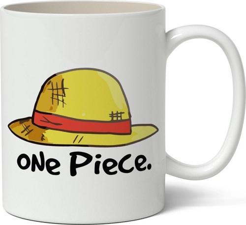 One Piece Hasır Şapka Anime Baskılı Beyaz Kupa Bardak