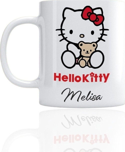 Kişiye Özel Isimli Hello Kitty Temalı Beyaz Kupa Bardak