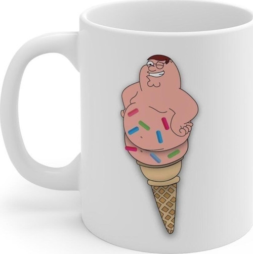 Family Guy Peter Griffin Dondurma Temalı Beyaz Kupa Bardak Porselen