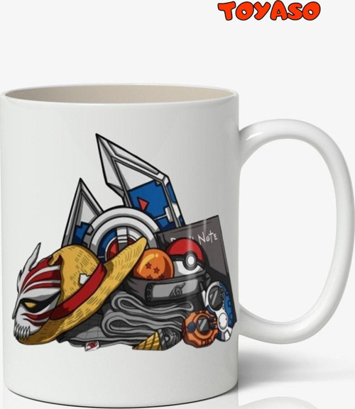 Pokemon Anime Hasır Şapkalı Luffy Stuff Temalı Beyaz Kupa Bardak