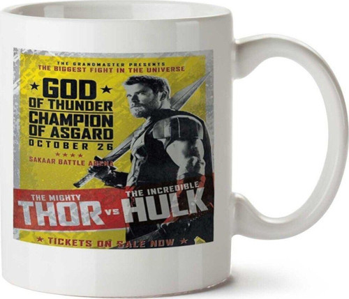 Thor Vs Hulk A Kalite Çift Taraflı Baskı Temalı Beyaz Kupa Bardak