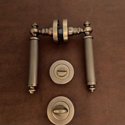 Osmanlı Handles ZK37 Antik Sarı Zamak Yuvarlak Rozetli Wc Banyo Kapı Kolu 1 Takım
