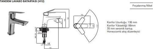 TANDEM LAVABO BATARYASI (H12)F.NİKEL