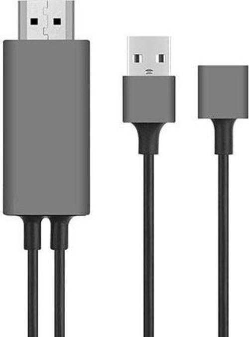 HY-XO51 Siyah-Gri USB-F to HDMI 1m Mobil Telefon Uyumlu Kablo