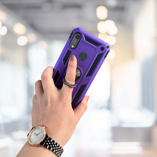 HUAWEİ Y6 S 2019 YÜZÜKLÜ STANDLI TANK KILIF  (ARMOR MILITARY CASE)  MOR