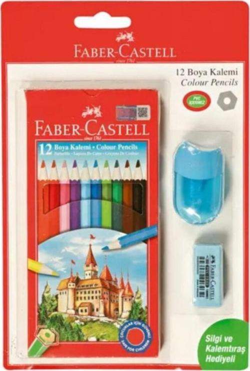 Faber-Castell 12 Renk Kuru Boya Seti (Kalemtıraş + Silgi Hediyeli)