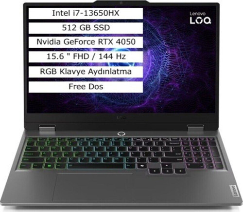 LOQ 15IRX9 i7-13650HX 32 GB 512 GB SSD 6GB RTX4050 15.6 Windows 11 Pro 83DV00G7TRAR46