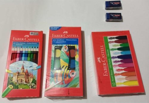 Faber-Castell 12Li Suluboya-12 Li Pastel Boya Pritt-2 Li Silgi Set