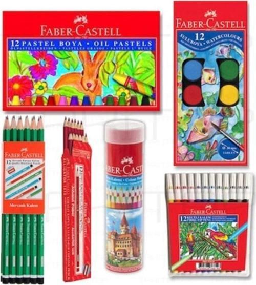 Faber-Castell 6 Parça Set Okul Kırtasiye Kuru Sulu Boya Kalem