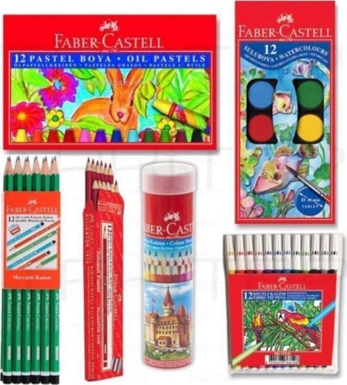 Faber-Castell 6 Parça Set Okul Kırtasiye Kuru Sulu Boya Kalem