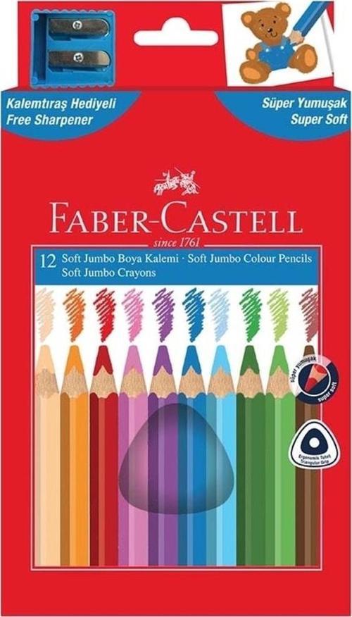 Faber-Castell Kuru Boya Kalemi 12 Renk Jumbo Soft Üçgen 5171116315