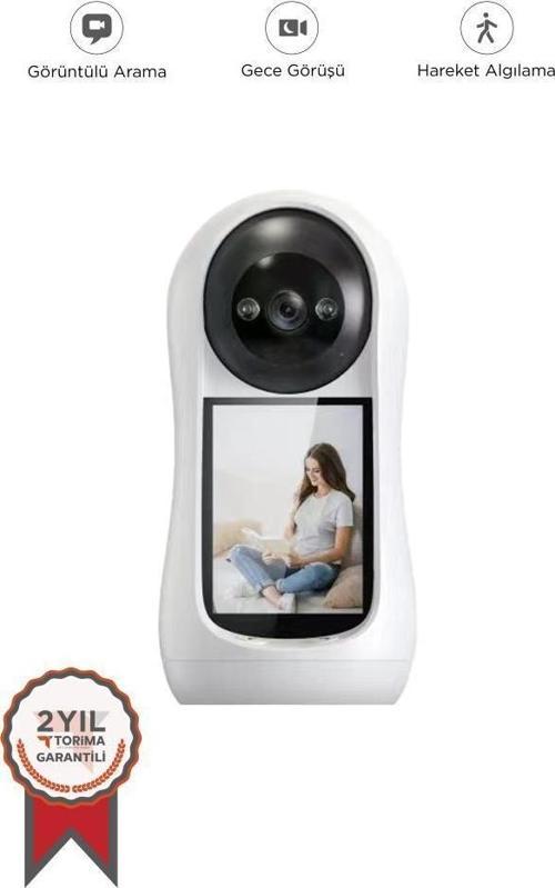 CMR17 Monitörlü Smart Ip Full Hd 360° Akıllı Güvenlik Kamerası Hareket Algılama Bebek Kamerası
