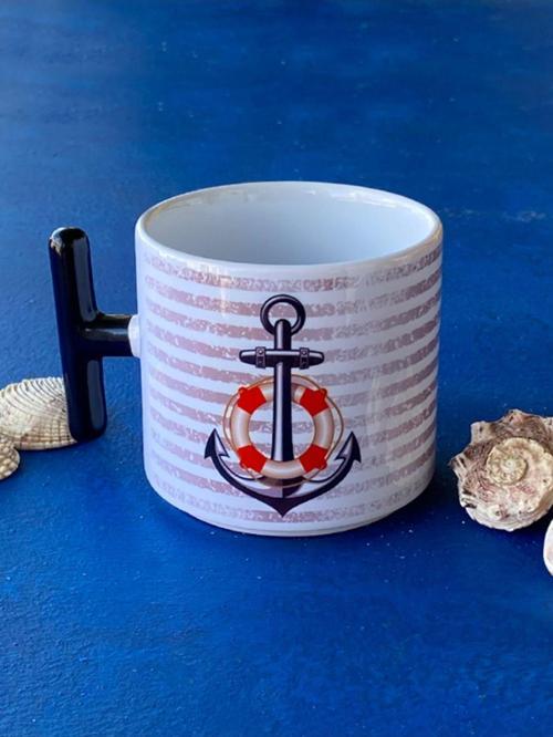 Çıpalı Denizci Kupası, Marine Kupa, Kişiye Özel Porselen T Kupa, Doğum Günü Hediyesi