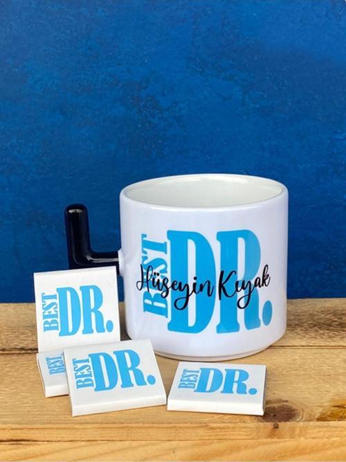 Doktorlara Özel Çikolatalı T Kupa, Doktor Hediyesi, İsme Özel Porselen T Kupa, 14 Mart Hediyesi