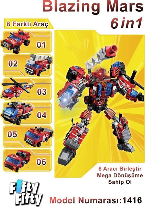 Qman Keeppley 6 In 1 Blazing Mars -6 Farklı Araç Içerir- Oyuncak Yapım Seti