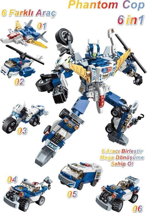 Qman Keeppley 6 in 1 Phantom Cop -6 Farklı Araç İçerir- Oyuncak Yapım Seti-41104
