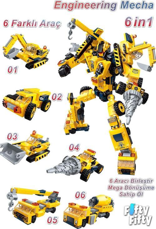 Qman Keeppley  6 in 1 Trans Collector Serisi -6 Farklı Araç İçerir- Oyuncak Yapım Seti1417
