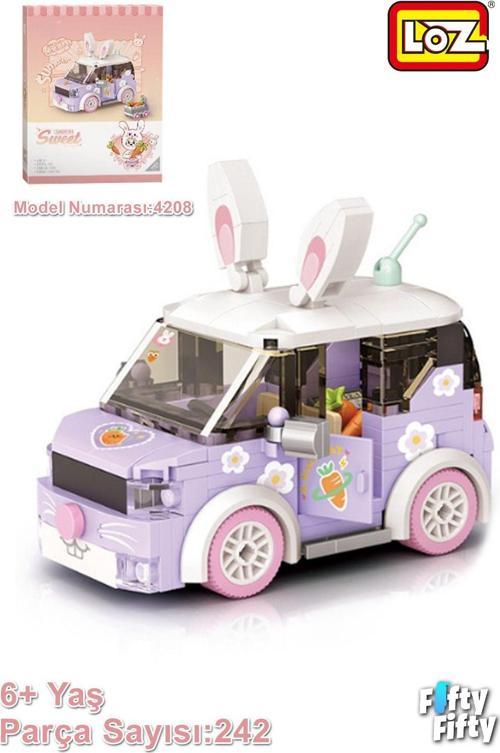 LOZ Mini Block Serisi/  Mor Araba -LZ4208 (242 Parça) Oyuncak Yapım Seti