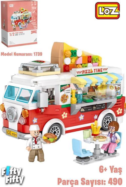 LOZ Mini Block Serisi Food Truck/Pizza Kamyonu -LZ1739 (490 Parça) Oyuncak Yapım Seti