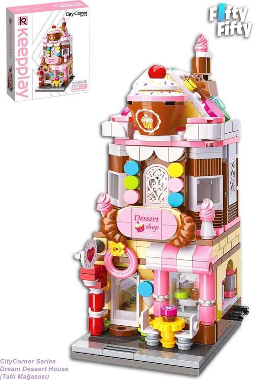 KEEPPLEY City Corner/Şehir Köşesi Serisi Tatlı Mağazası (344 Parça) Oyuncak Yapım Seti FFK-0101