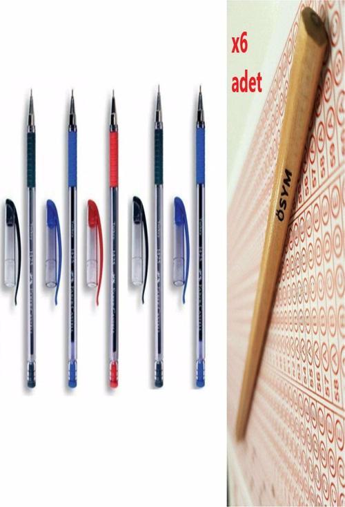 1425 Tükenmez Kalem 2 Siyah 2 Mavi 1 Kırmızı Tk & Natural Ösym Kurşun Kalemi 6"Lı 2,5B
