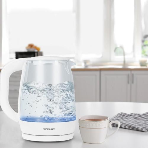Gold Master Cam Su Isıtıcı Kettle Beyaz