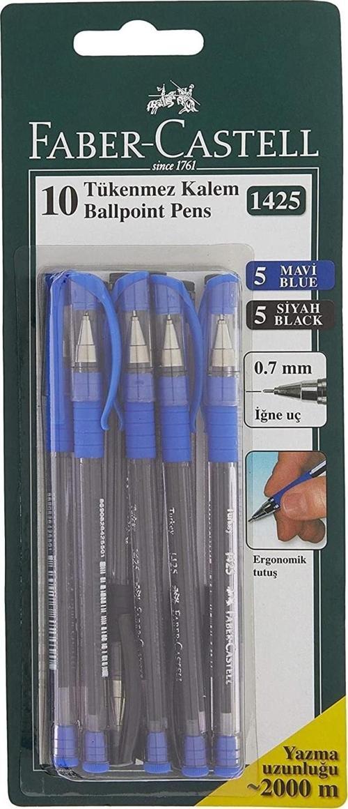 Faber-Castell 1425 10'Lu 2 Renk "5 Mavi - 5 Siyah" Tükenmez Kalem