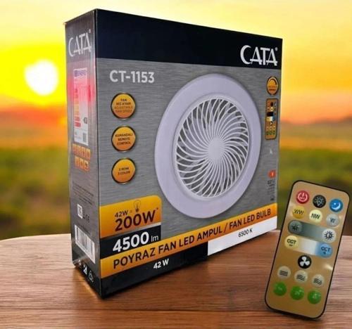 Ct-1153 Fanlı 42W 3 Renk Dim Edilebilir Kumandalı Poyraz Led Ampul E27 Duy