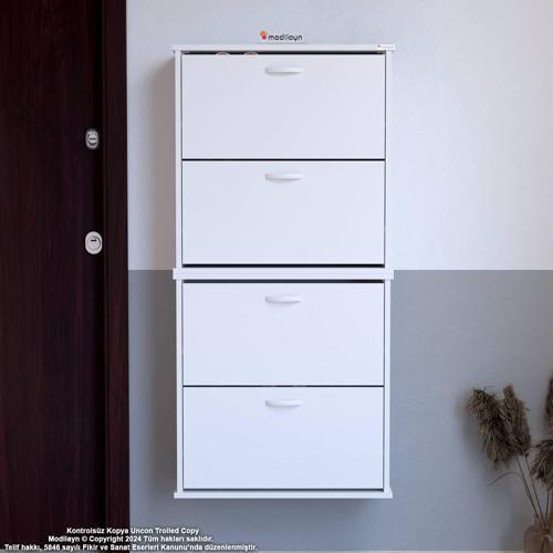 UMAY' 2 Li Asma Antre Hol 72 x 148 x 25, 5 cm’ lik 4 Düşer Kapak 8 Göz Raf Bölmeli Ayakkabı
