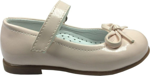 Tıpış Tıpış Bebe Pudra Rugan Biyik Fiyonk Kiz Çocuk Babet Ayakkabi Içi % 100 Deri Abiye