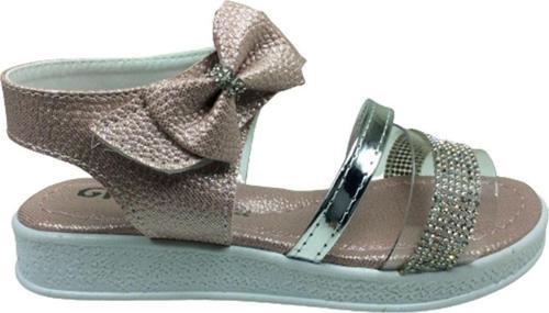 Grafen Filet Kız Çocuk Sandalet Pudra Şeffaf Taşlı Abiye Ayakkabı