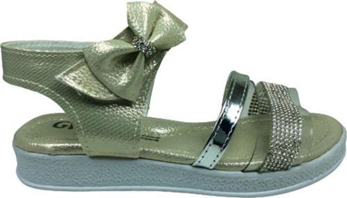 Grafen Filet Kız Çocuk Sandalet Altın Dore Şeffaf Taşlı Abiye Ayakkabı