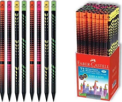 Faber-Castell Ağ Ve Iz Desenli Yuvarlak Kurşun Kalem Siyah Ahşap 72 Li Paket (5242115813)