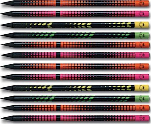 Faber-Castell Ağ Ve Iz Desenli Yuvarlak Kurşun Kalem Siyah Ahşap 12 Li Paket (5242115813)