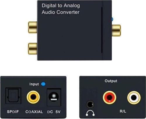 Optik Analog Çevirici 3.5 Mm Aux Stereo Digital To Analog Rca Optik (In) Rca (Out) Spdıf Coaxial