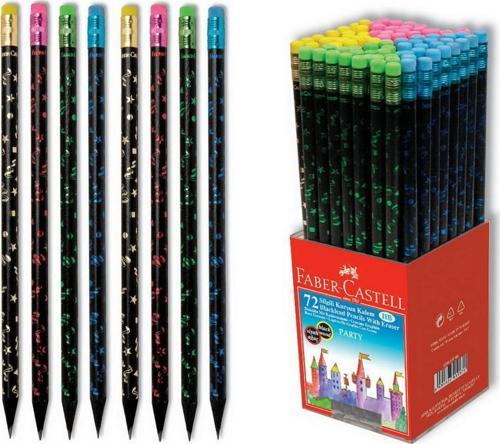 Faber-Castell Party Silgili Yuvarlak Kurşun Kalem Siyah Ahşap 72 Li Paket Krt.8690826420155
