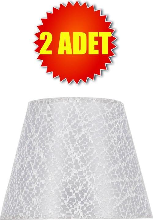 Dantelli Beyaz Modern Ikili Abajur Şapkası