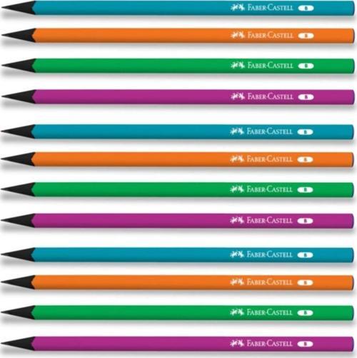 Faber-Castell Kurşun Kalem Siyah Lata Neon Yuvarlak B (12 Li Paket)