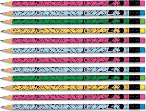 Faber-Castell Flowers Silgili Yuvarlak Kurşun Kalem 12 Li Paket