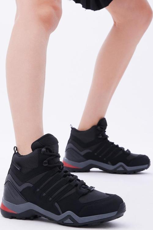 Unisex Siyah Füme Rahat Kalıp Yanı Şerit Detaylı Bağcıklı Trekking Bot