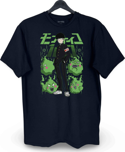 Mob Psycho 100 Shigeo Baskılı Loose Fit Bisiklet Yaka Unisex Tişört