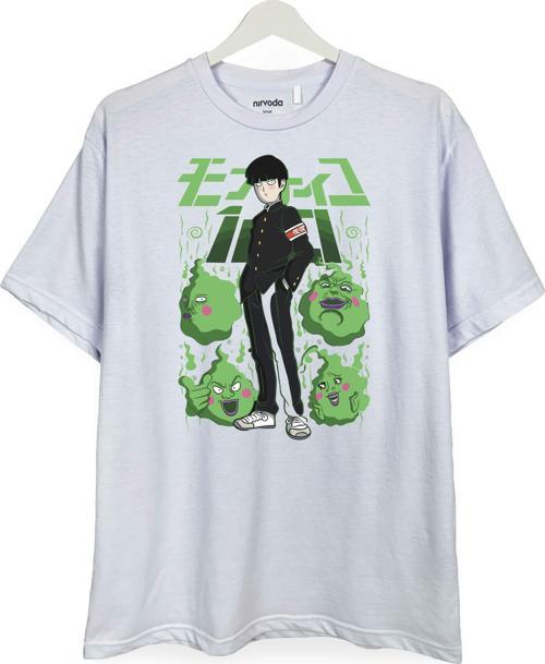 Mob Psycho 100 Shigeo Baskılı Loose Fit Bisiklet Yaka Unisex Tişört