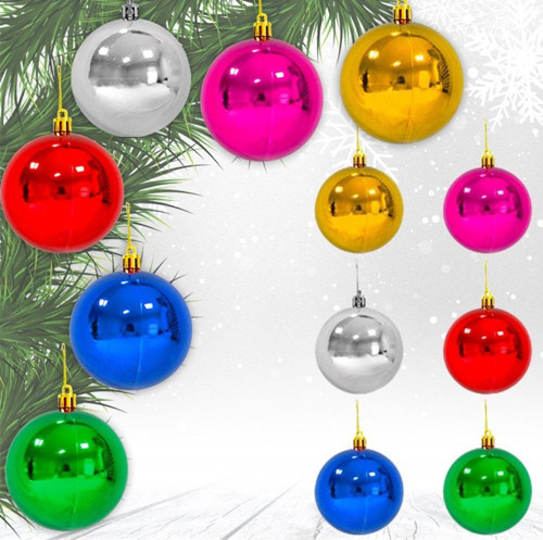 Lüks 10 Cm Yılbaşı Süsü Renkli Topları Noel Süs Topları