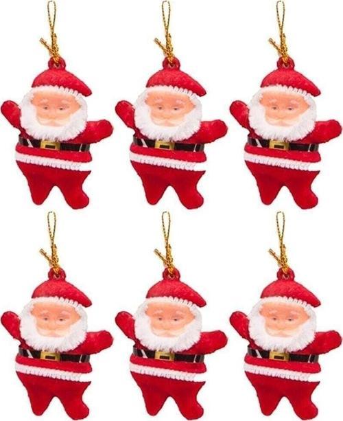 Yılbaşı Ağacı Süsü 6'lı Noel Baba Asma Süs Kırmızı Renk Çam Ağacı Süsü