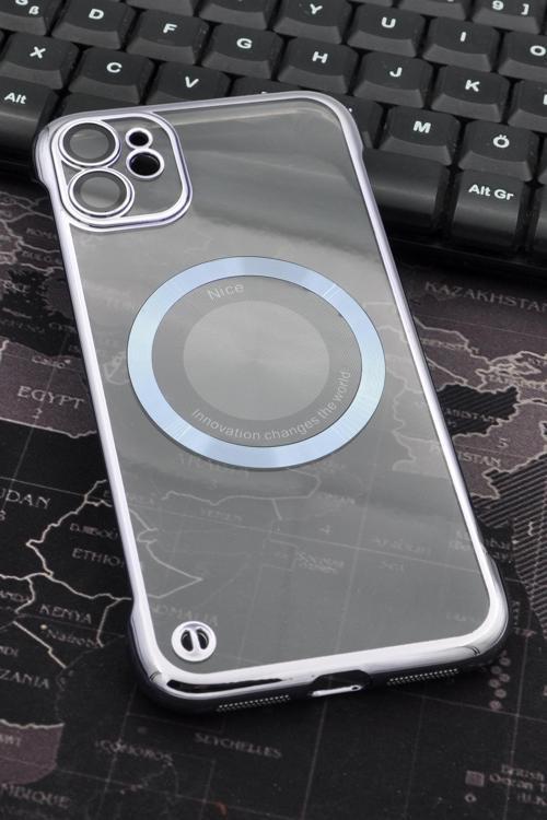 iPhone 11 Uyumlu Mavi Renkli İnce Kenarlı Şeffaf Sert Kapak Kılıf