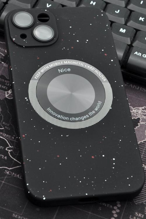 iPhone 13 Uyumlu Siyah Benekli Desenli İnce Sert Kapak Kılıf Kamera Lens Korumalı