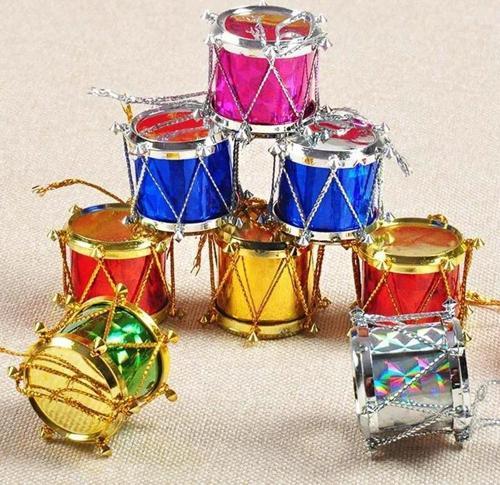 Yıllbaşı Çam Ağacı Süsü Davul Figürlü Noel Ağacı Süsü 12 Li 3 cm