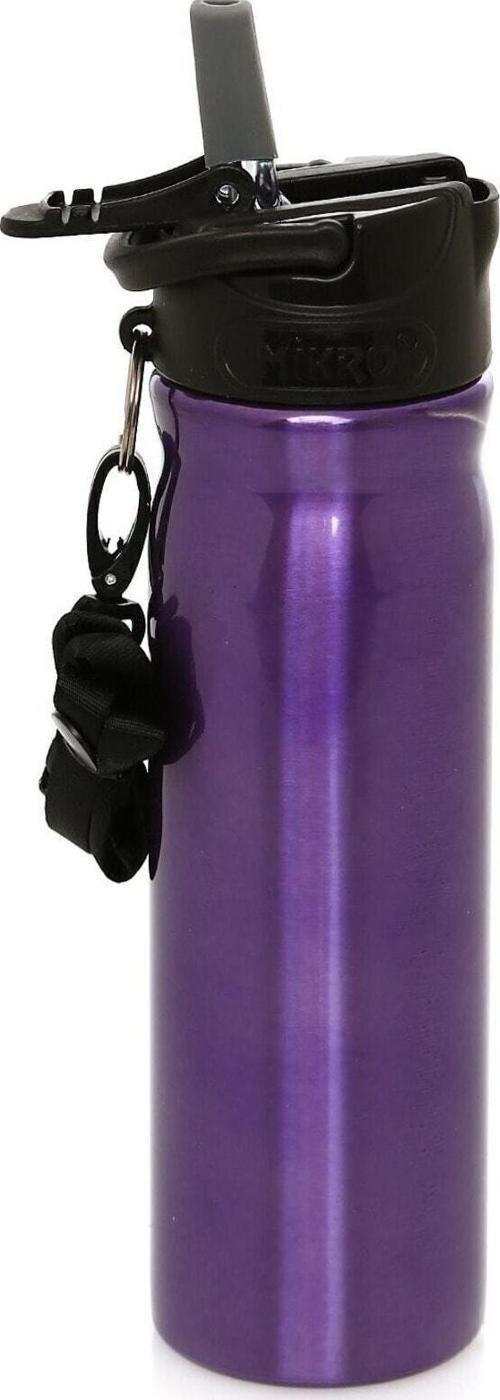 Çelik Suluk Ve Matara 500 Ml Pipetli Askı Ipli Mor